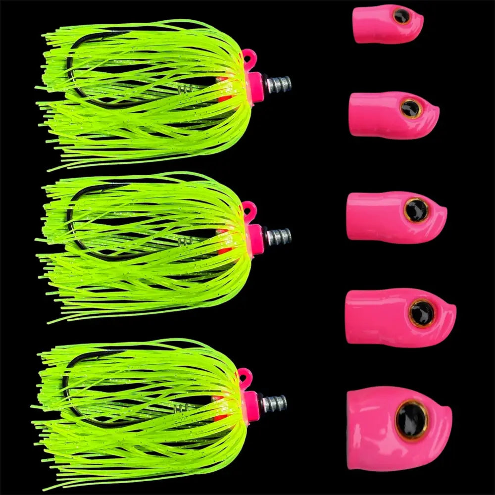 Stack Tackle Skirted Screwy Head Jig Kit, 5 Heads + 3 Mustad Hooks Silicone Skirt 13 Colors | White: White Pink (White