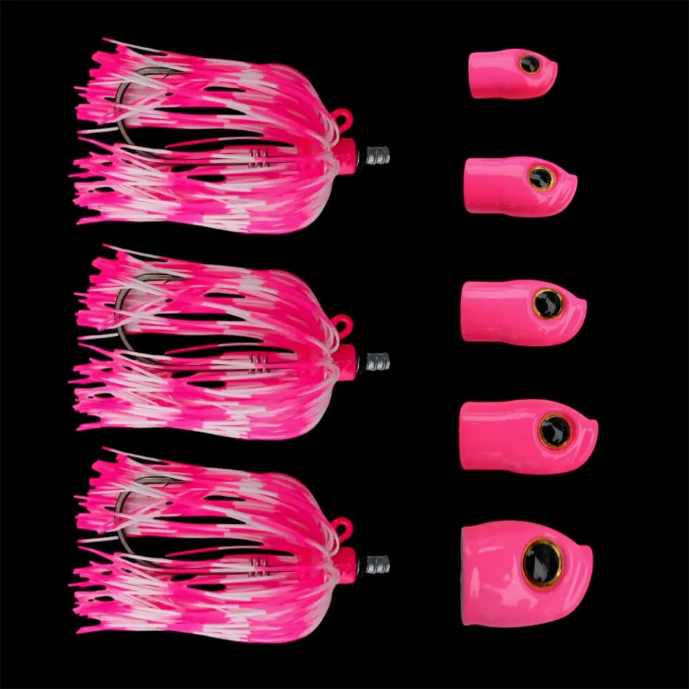 Stack Tackle Skirted Screwy Head Jig Kit, 5 Heads + 3 Mustad Hooks Silicone Skirt 13 Colors | White: White Pink (White