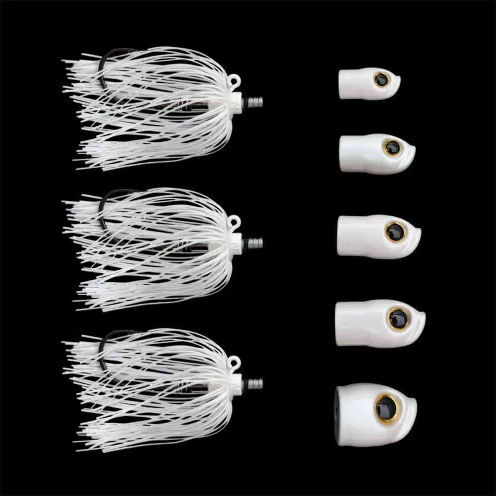 Stack Tackle Skirted Screwy Head Jig Kit, 5 Heads + 3 Mustad Hooks Silicone Skirt 13 Colors | White: White Pink (White
