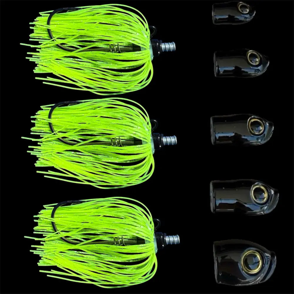 Stack Tackle Skirted Screwy Head Jig Kit, 5 Heads + 3 Mustad Hooks Silicone Skirt 13 Colors | White: White Pink (White