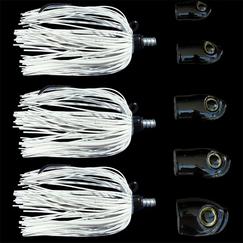 Stack Tackle Skirted Screwy Head Jig Kit, 5 Heads + 3 Mustad Hooks Silicone Skirt 13 Colors | White: White Pink (White