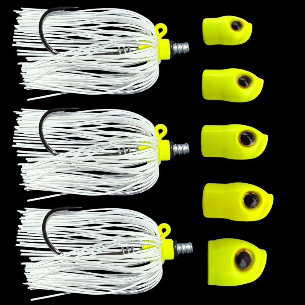 Stack Tackle Skirted Screwy Head Jig Kit, 5 Heads + 3 Mustad Hooks Silicone Skirt 13 Colors | White: White Pink (White
