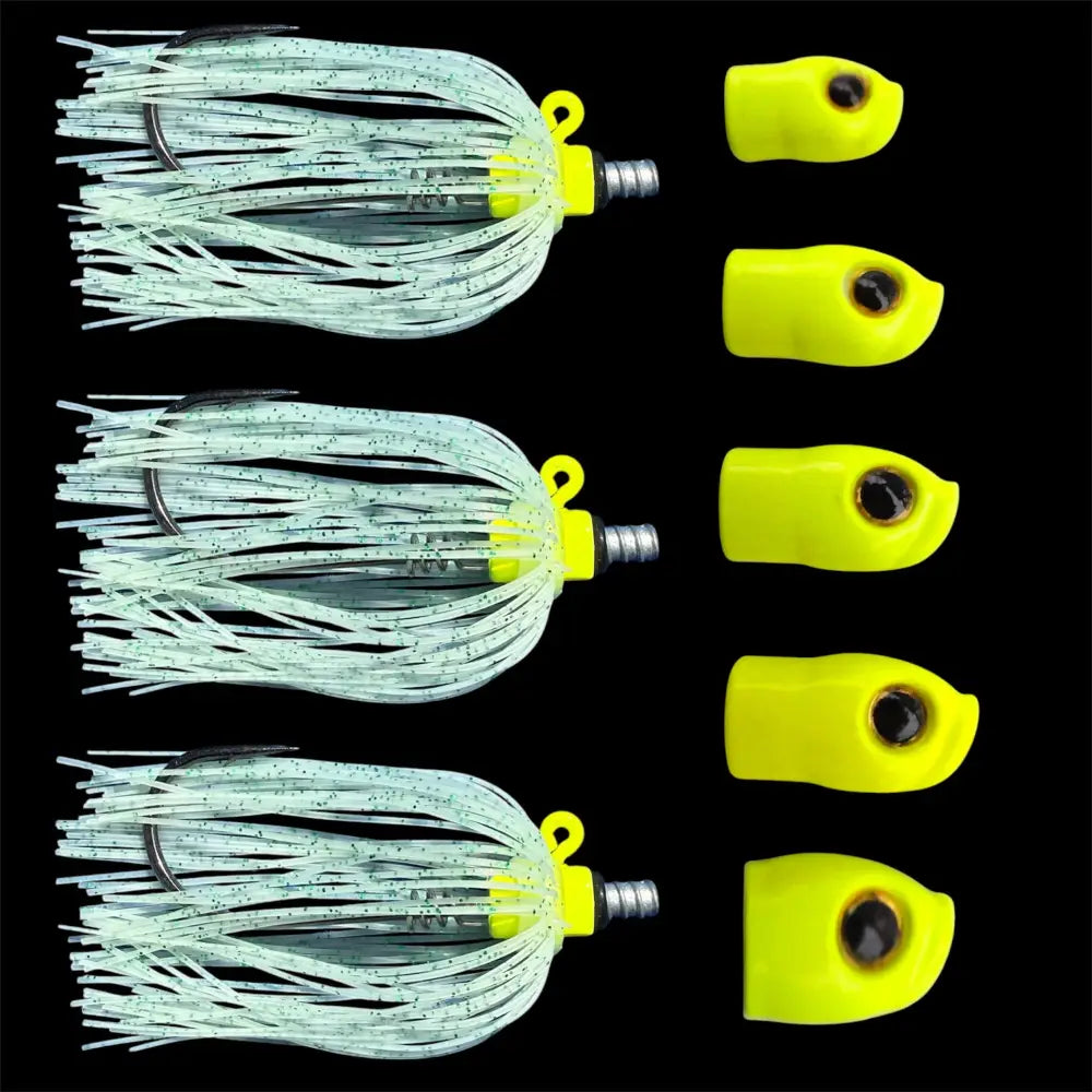 Stack Tackle Skirted Screwy Head Jig Kit, 5 Heads + 3 Mustad Hooks Silicone Skirt 13 Colors | White: White Pink (White