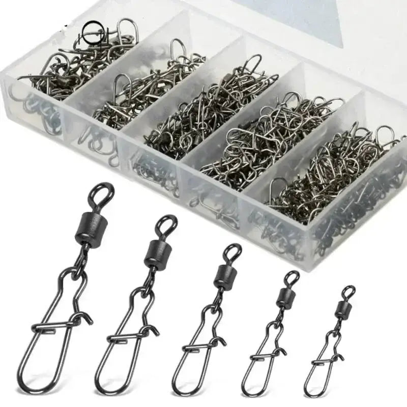 Stainless Steel Rolling Swivel with Snap – High Carbon Fishing Connector (50 or 100 Pack) | Color: 50PCS 100PCS
