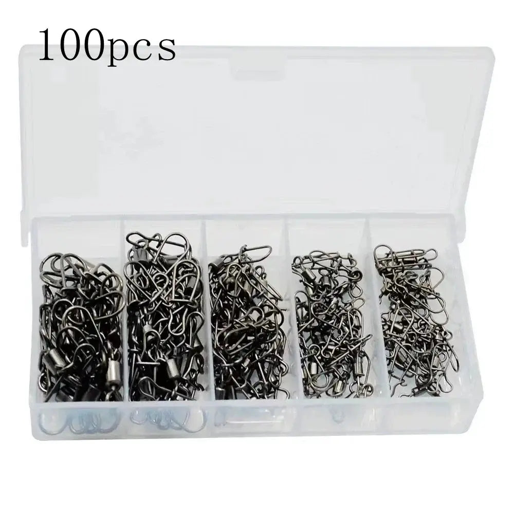Stainless Steel Rolling Swivel with Snap – High Carbon Fishing Connector (50 or 100 Pack) | Color: 50PCS 100PCS