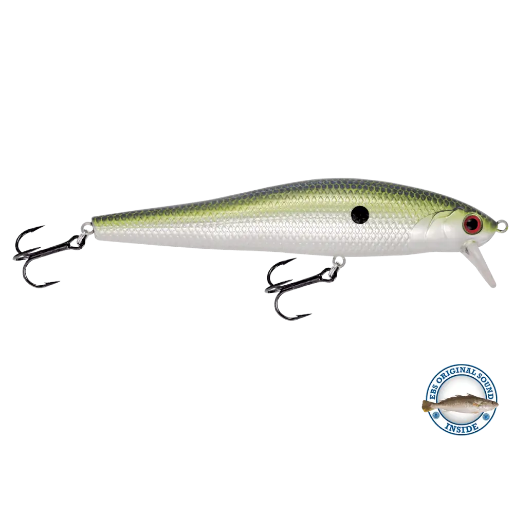 Stick Master 127 Jerkbait 5’’ – EBS Sound Technology | Color: Chartreuse Shad Black Back Chrome Tennessee Candy Blue