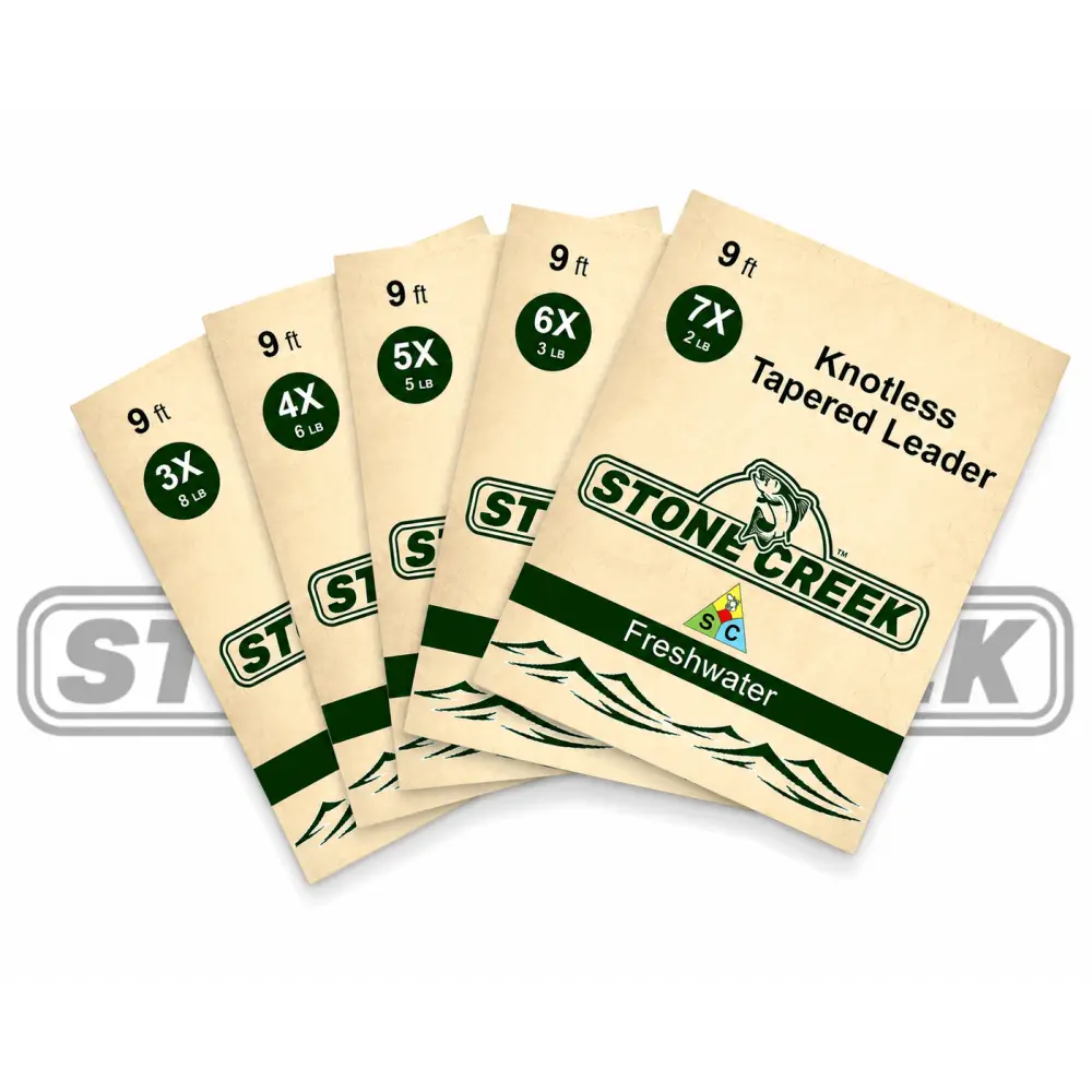 Stone Creek™ Leaders | Length: 7.5’ 9’ | Size: 3X 4X 5X 6X 7X - Single Pack - Fishing Fluorocarbons