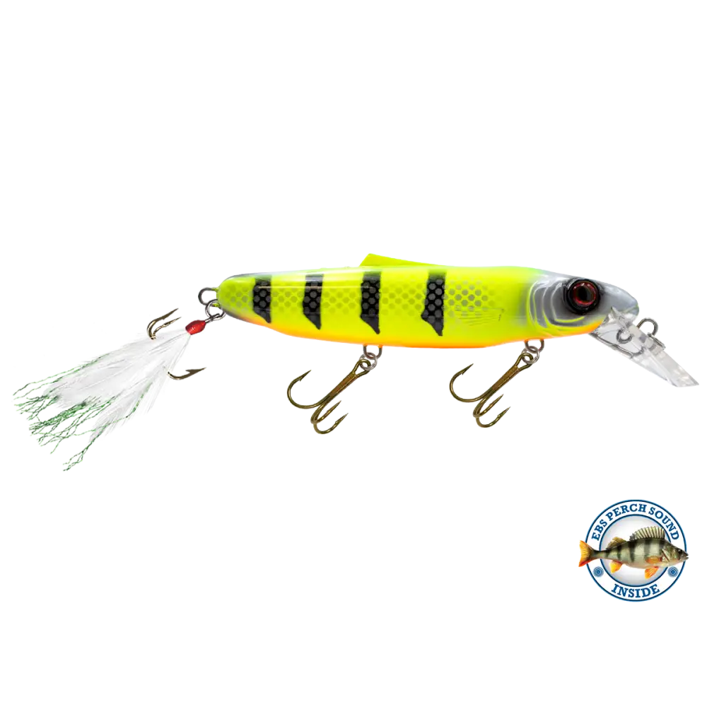 Striker 6.8’’ Musky & Pike Crankbait – EBS Sound Technology | Color Sound: Fire Perch / Green / Red Rover / Threadfin