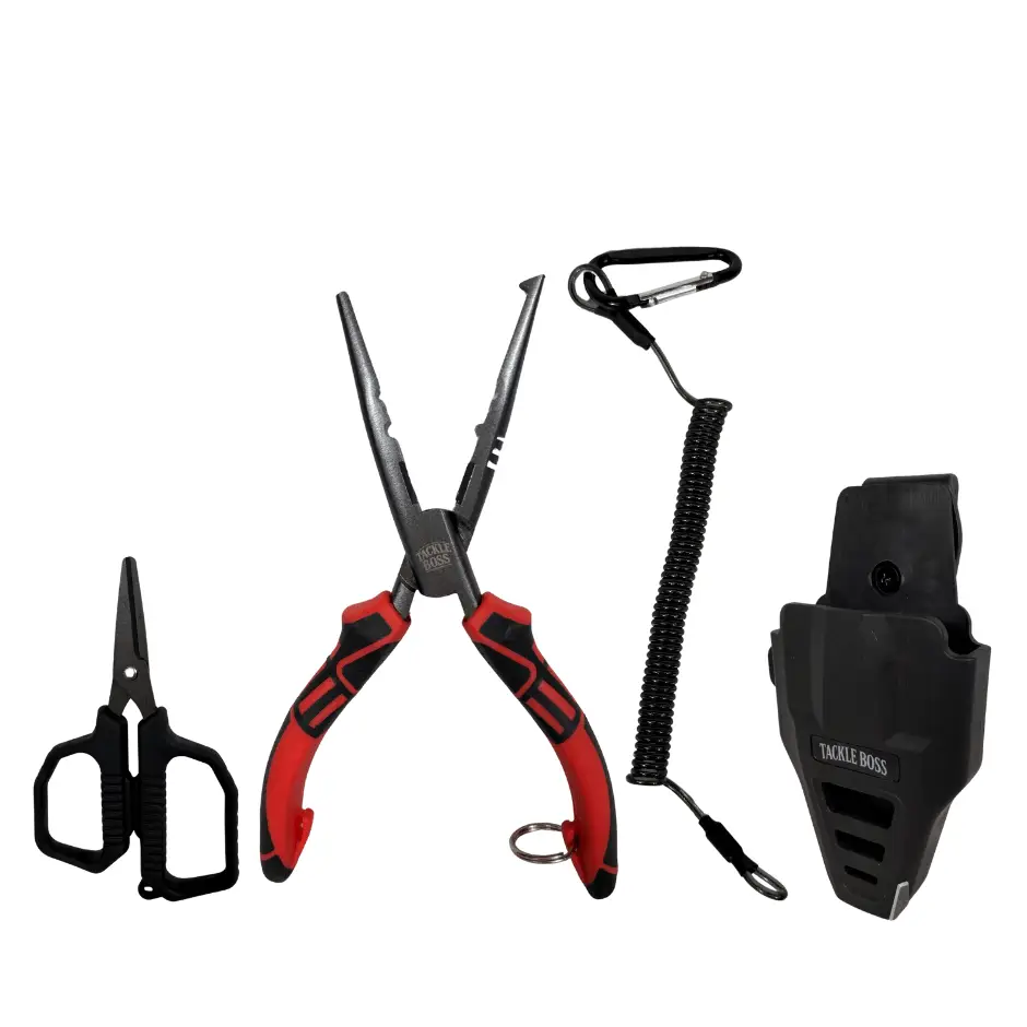 Tackle Boss 4 pcs Outlaw Fishing Plier Set | Color: Teal Orange Yellow Red Pink - Pliers