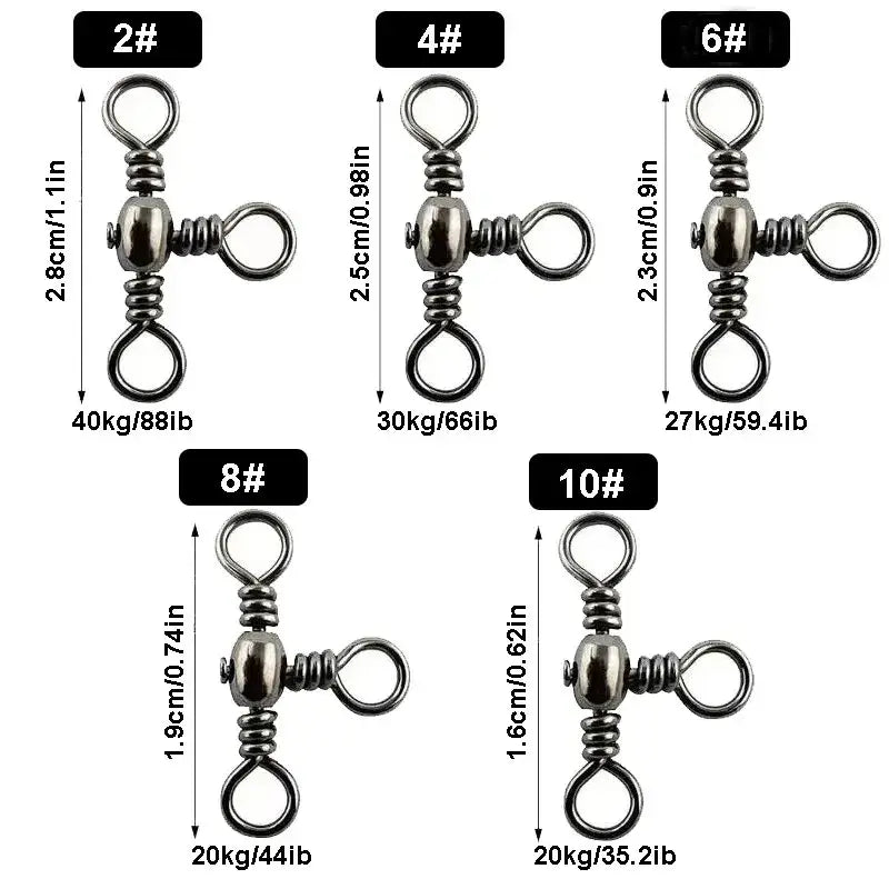 Trident T-Swivel Connectors – 50-Pack (Sizes 2–10) | Color: size 10 2 6 4 8 - Terminal Tackle