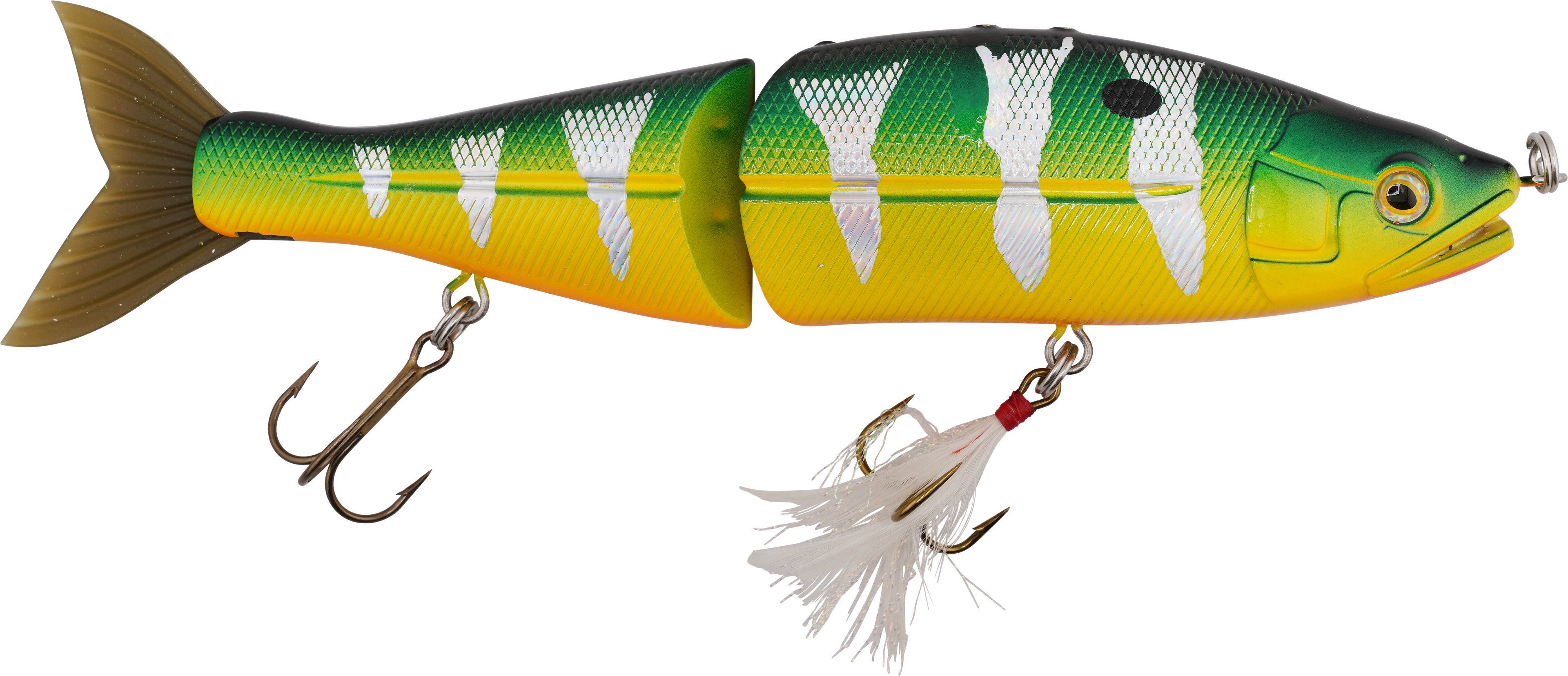 Venom 8’’ Swimbait for Musky Stripers & Trophy Bass – EBS Sound Technology | Color Sound: Matte Tiger / Perch