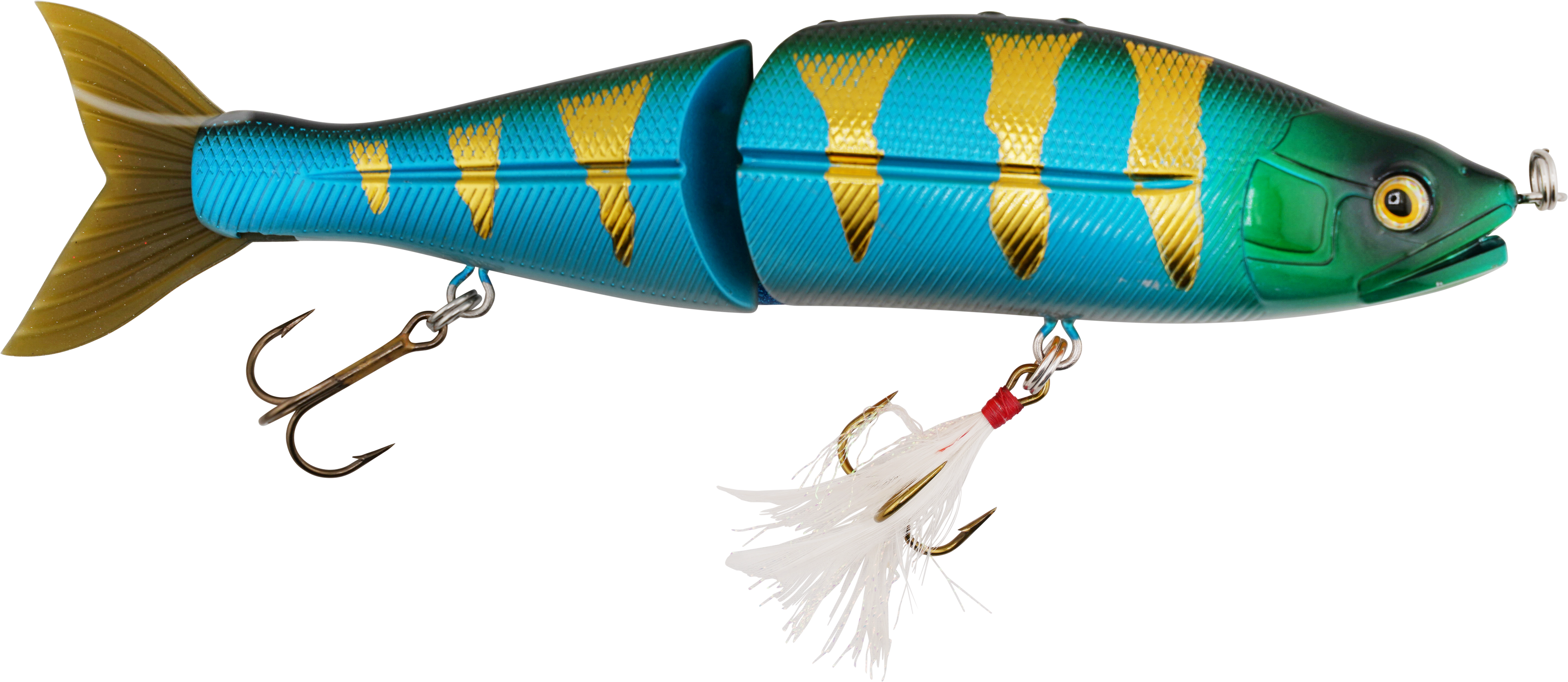 Venom 8’’ Swimbait for Musky Stripers & Trophy Bass – EBS Sound Technology | Color Sound: Matte Tiger / Perch