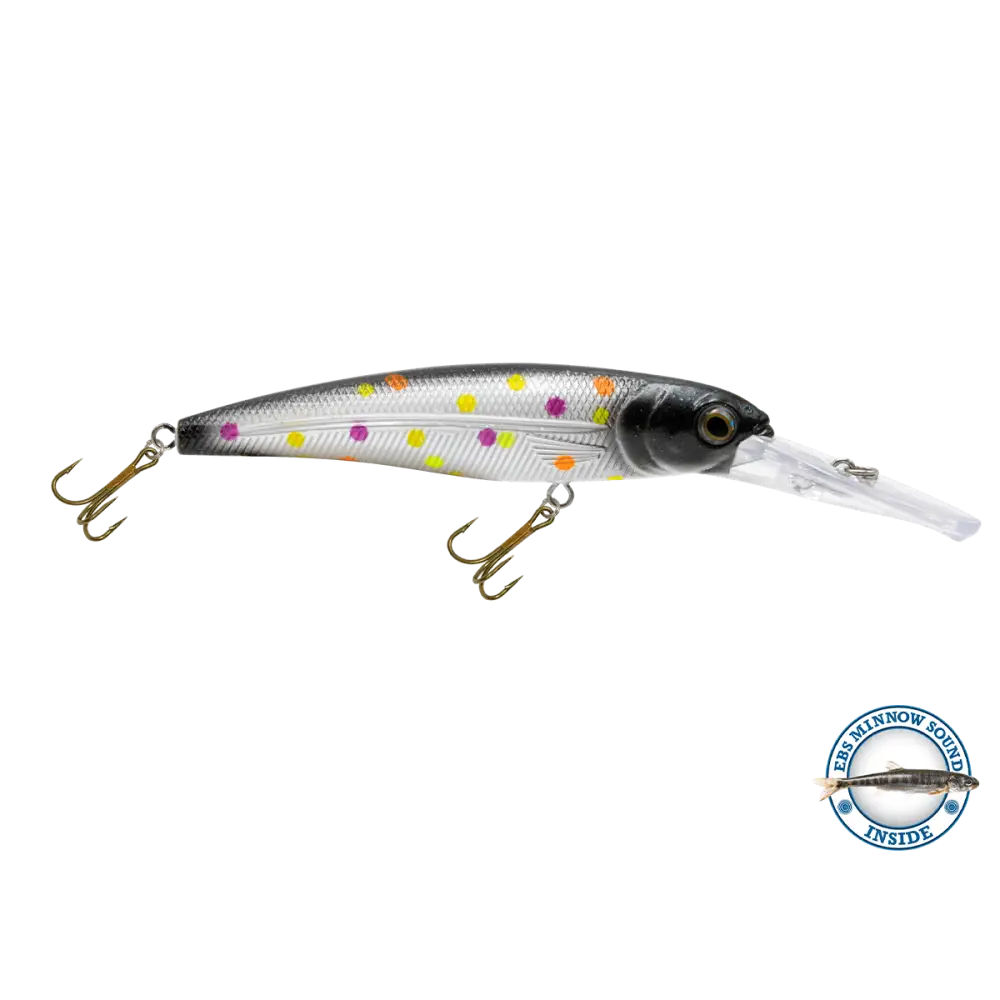 Voyager 15 Walleye Deep-Diving Trolling Crankbait – EBS Sound Technology | Color & Sound: Yellow Sunrise / Minnow Pink