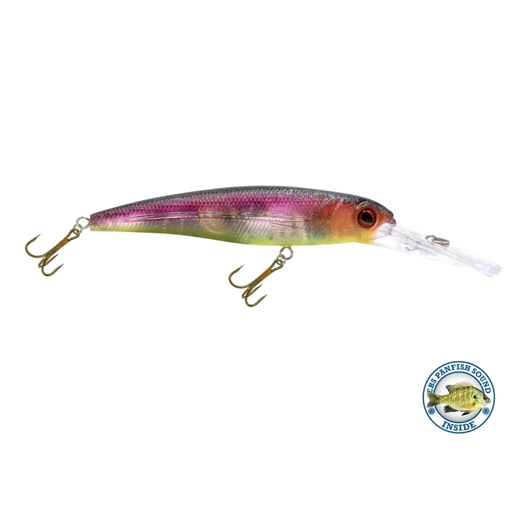 Voyager 15 Walleye Deep-Diving Trolling Crankbait – EBS Sound Technology | Color & Sound: Yellow Sunrise / Minnow Pink
