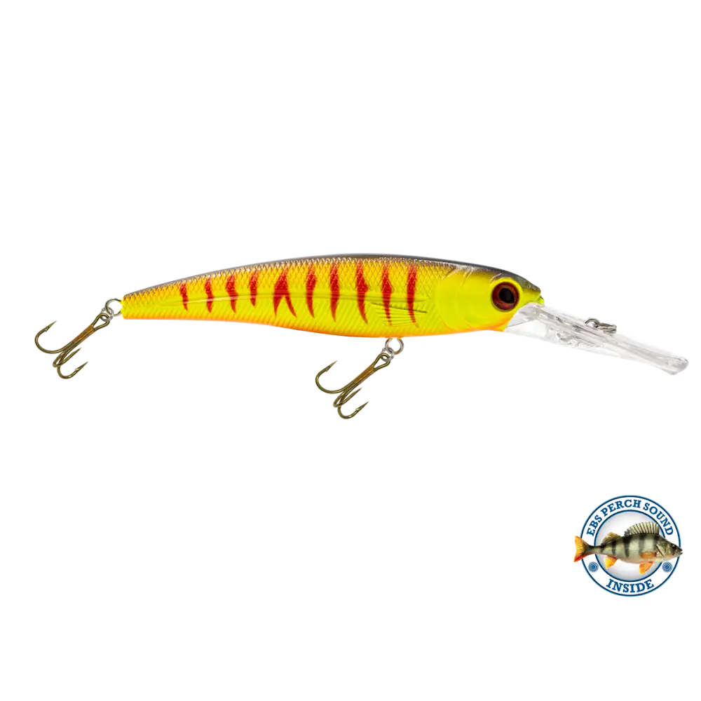 Voyager 15 Walleye Deep-Diving Trolling Crankbait – EBS Sound Technology | Color & Sound: Yellow Sunrise / Minnow Pink