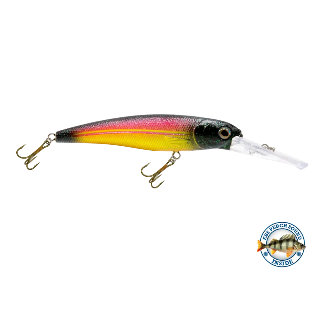Voyager 15 Walleye Deep-Diving Trolling Crankbait – EBS Sound Technology | Color & Sound: Yellow Sunrise / Minnow Pink