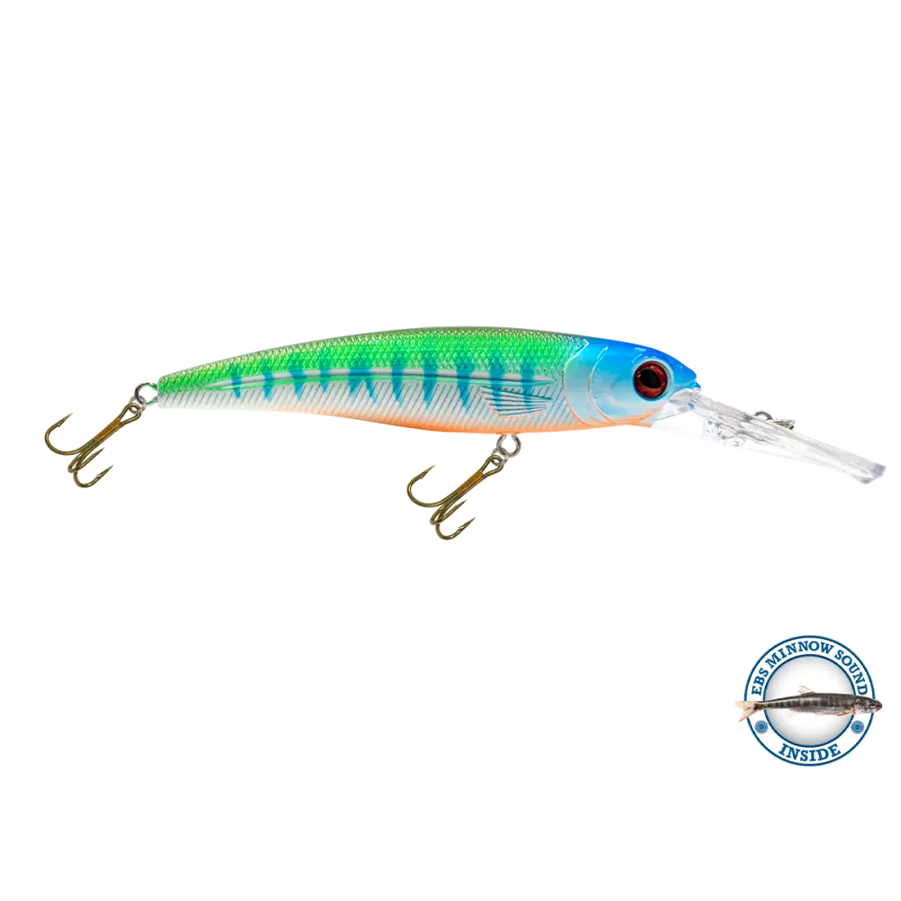 Voyager 15 Walleye Deep-Diving Trolling Crankbait – EBS Sound Technology | Color & Sound: Yellow Sunrise / Minnow Pink