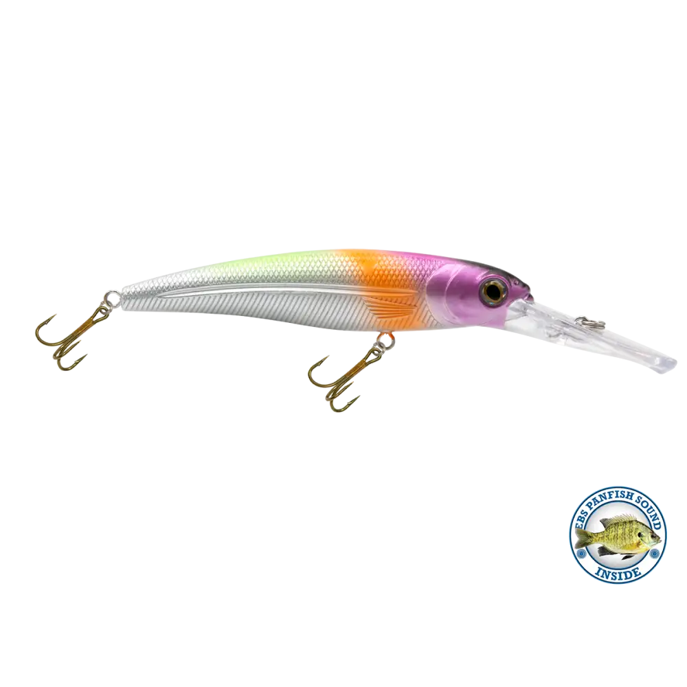 Voyager 15 Walleye Deep-Diving Trolling Crankbait – EBS Sound Technology | Color & Sound: Yellow Sunrise / Minnow Pink
