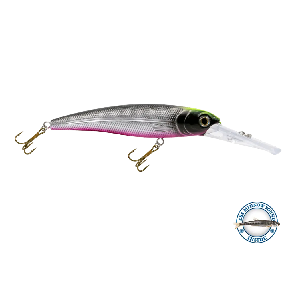 Voyager 15 Walleye Deep-Diving Trolling Crankbait – EBS Sound Technology | Color & Sound: Yellow Sunrise / Minnow Pink