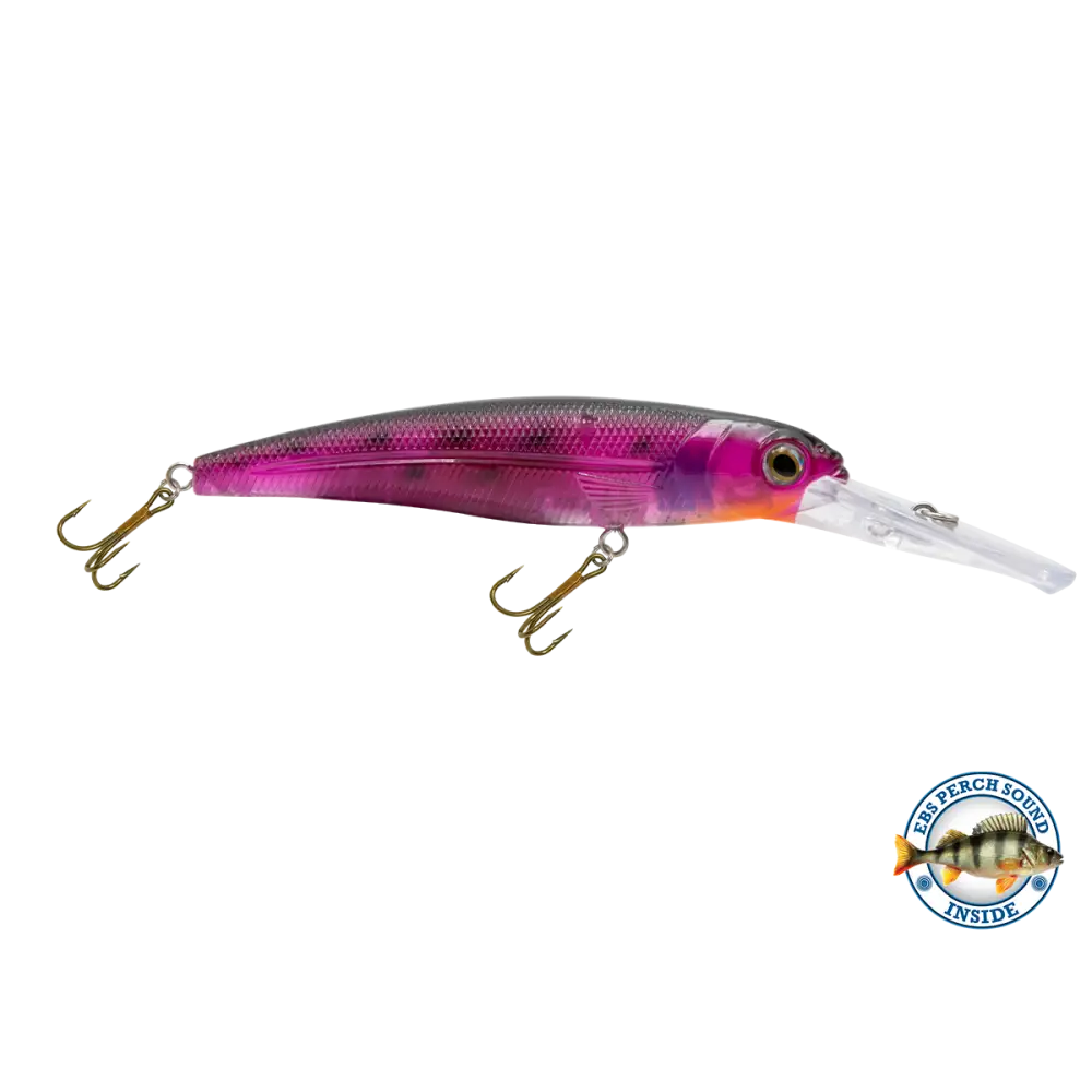 Voyager 15 Walleye Deep-Diving Trolling Crankbait – EBS Sound Technology | Color & Sound: Yellow Sunrise / Minnow Pink