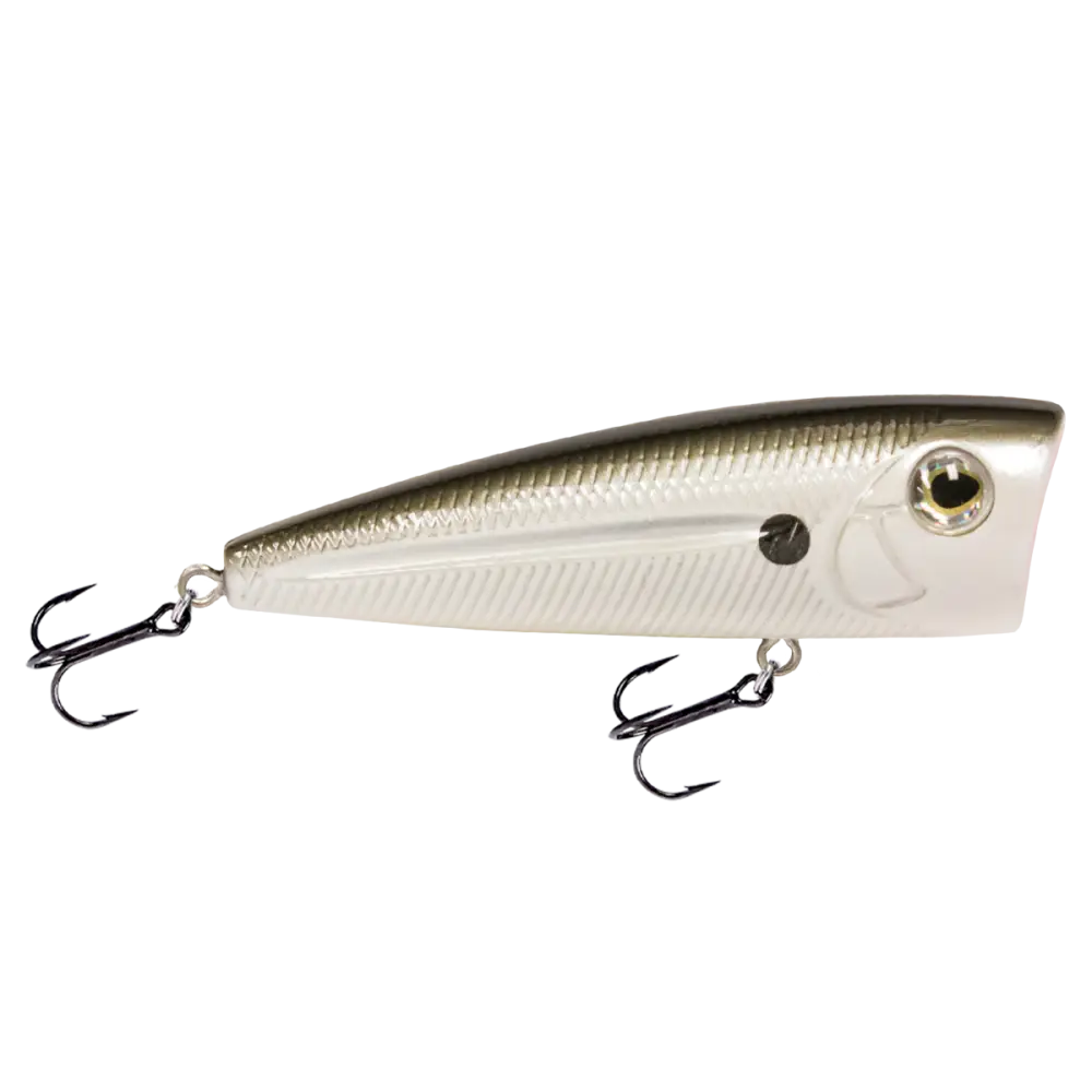 Walk N Pop 77 Topwater Popper | Color: Midnight Beauty Shad Black Back Chrome Tennessee Bluetreuse Pure Bone Silver