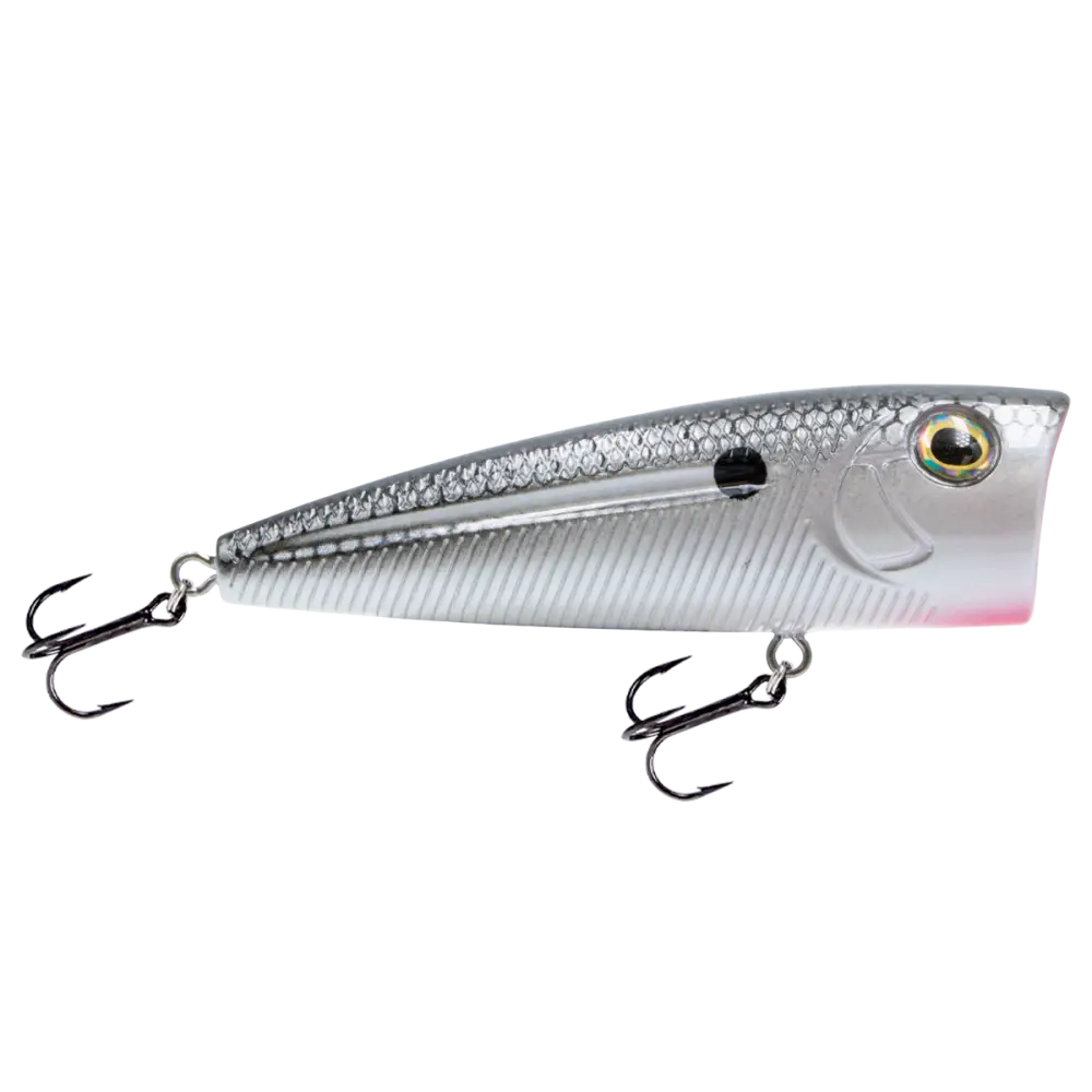Walk N Pop 77 Topwater Popper | Color: Midnight Beauty Shad Black Back Chrome Tennessee Bluetreuse Pure Bone Silver