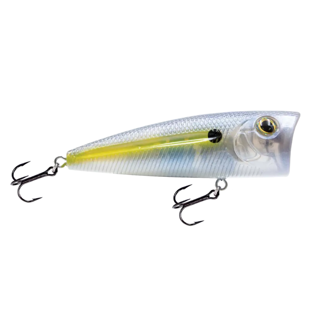 Walk N Pop 77 Topwater Popper | Color: Midnight Beauty Shad Black Back Chrome Tennessee Bluetreuse Pure Bone Silver