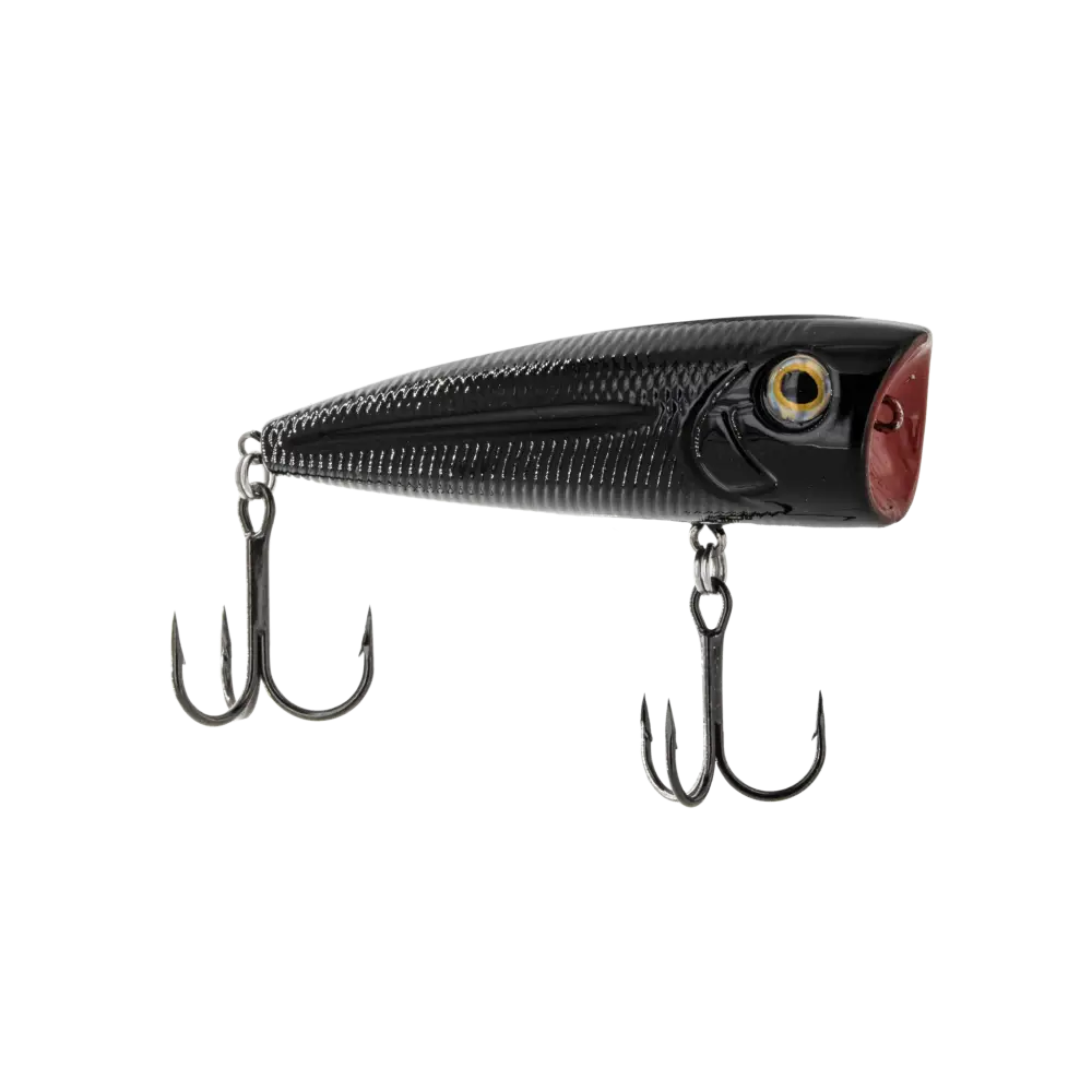 Walk N Pop 77 Topwater Popper for Bass – EBS Sound Technology | Color: Black Back Chrome Shad Beauty Bluetreuse True