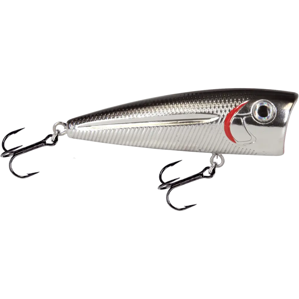 Walk N Pop 77 Topwater Popper for Bass – EBS Sound Technology | Color: Black Back Chrome Shad Beauty Bluetreuse True