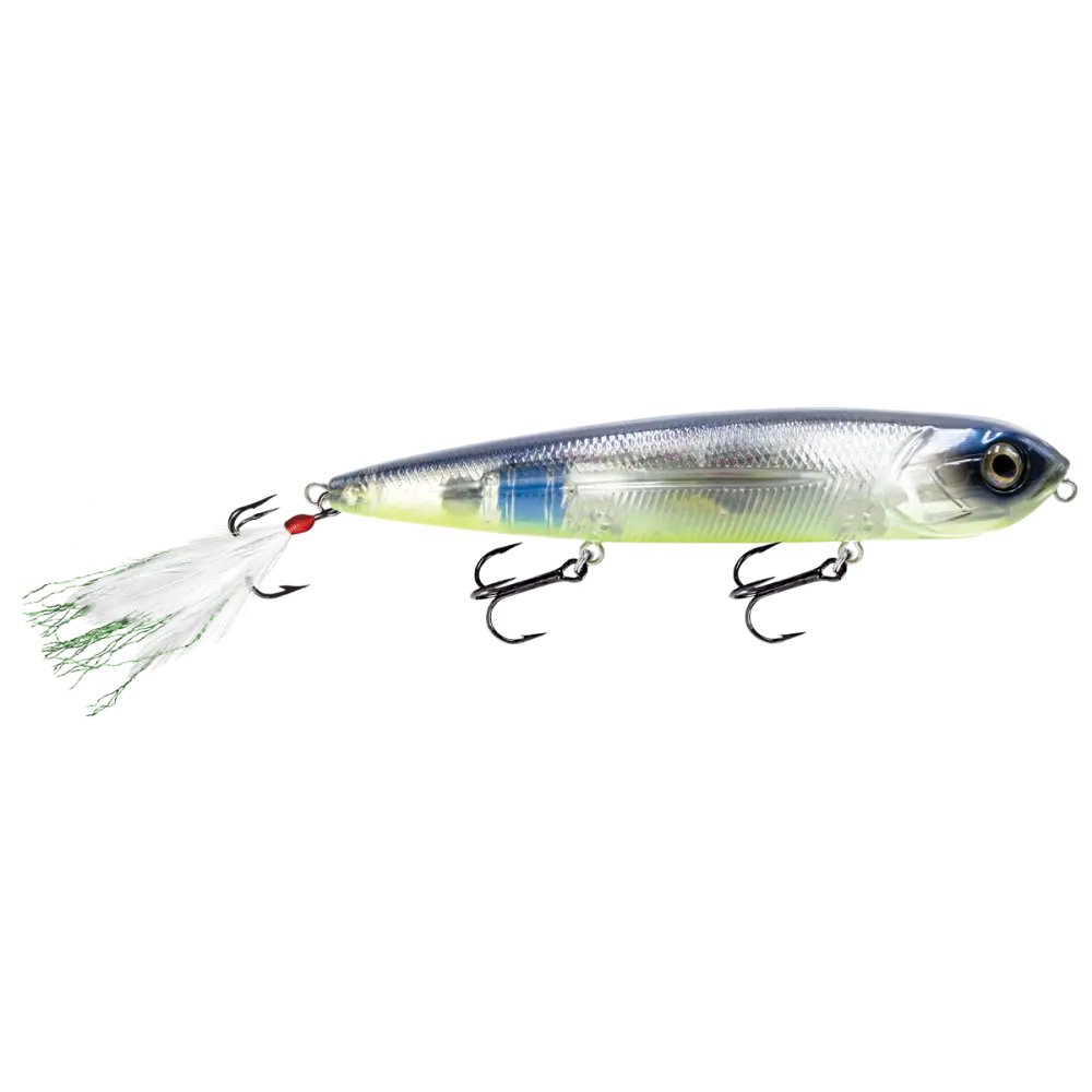 Walking Boss 4.7’’ Walk-the-Dog Topwater Lure – EBS Sound Technology | Color: Black Back Chrome Shad Pure Bone