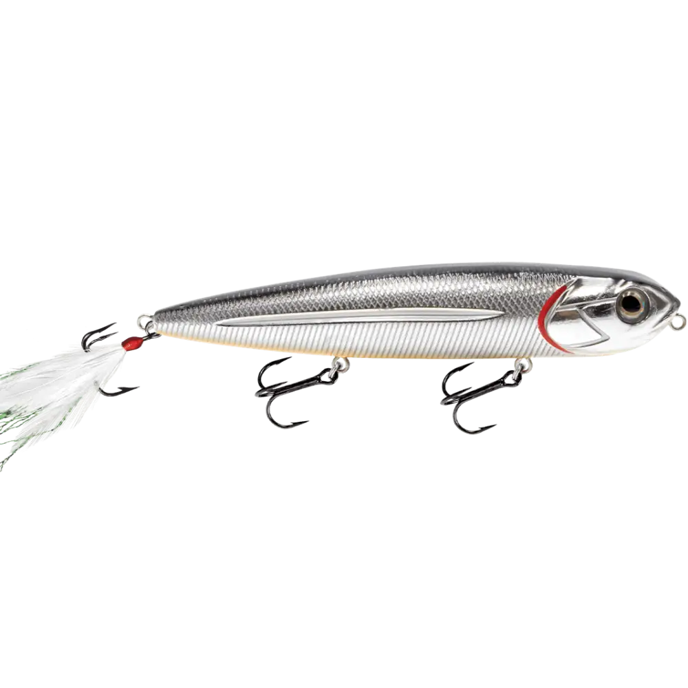 Walking Boss 4.7’’ Walk-the-Dog Topwater Lure – EBS Sound Technology | Color: Black Back Chrome Shad Pure Bone