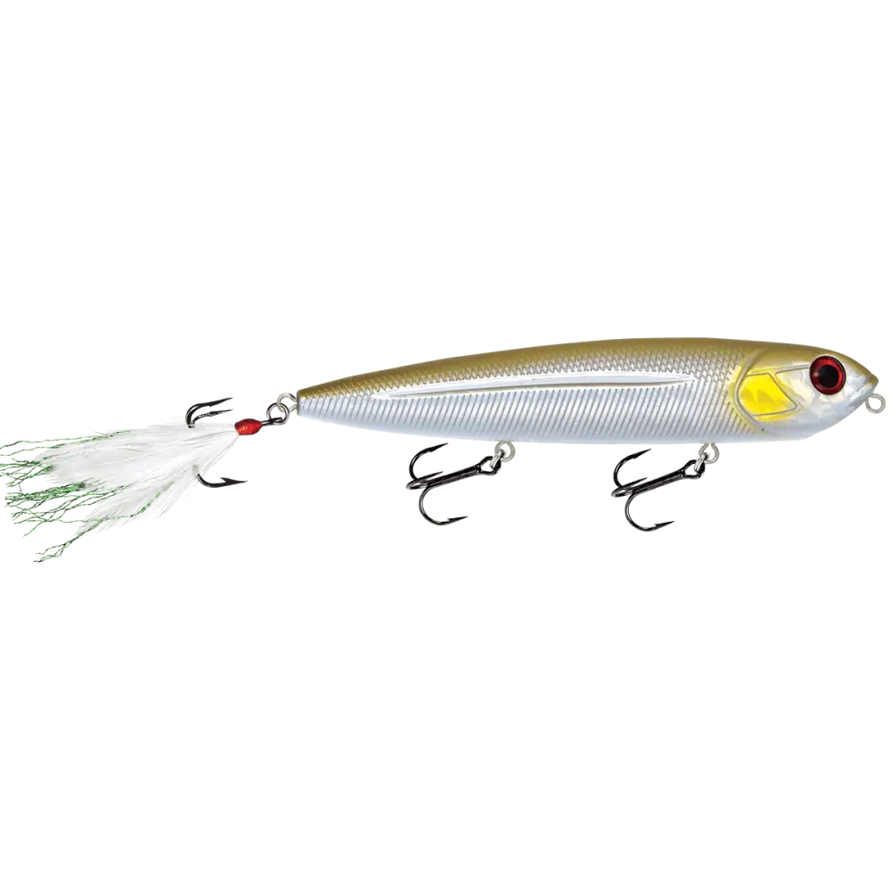 Walking Boss 4.7’’ Walk-the-Dog Topwater Lure – EBS Sound Technology | Color: Black Back Chrome Shad Pure Bone