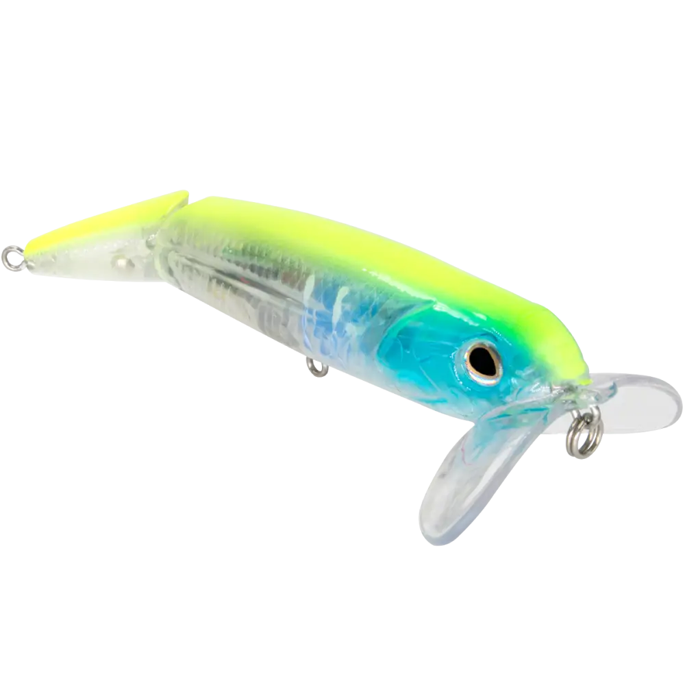 Walking Boss II Jr. 4’’ Jointed Topwater Lure – EBS Sound Technology | Color: Chartreuse Blue Shiner Black Back Chrome
