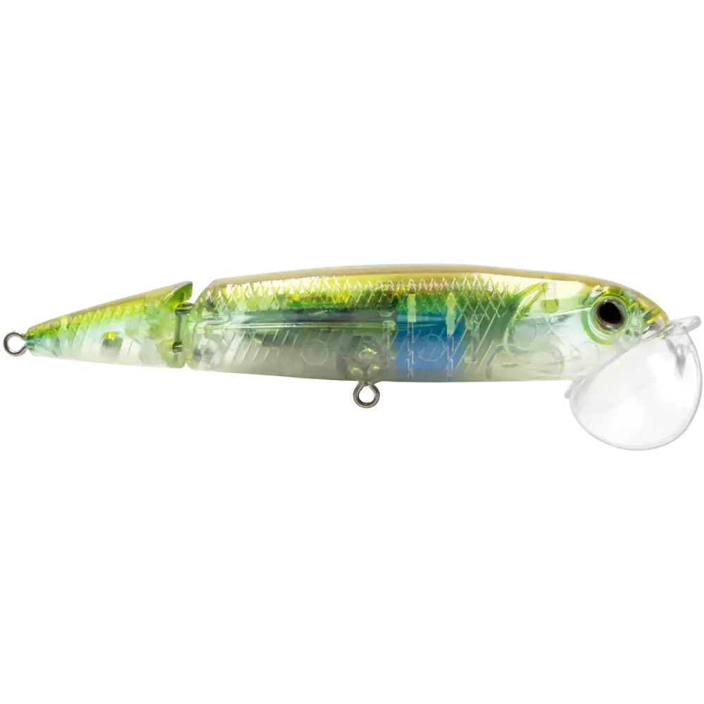 Walking Boss II Jr. 4’’ Jointed Topwater Lure – EBS Sound Technology | Color: Chartreuse Blue Shiner Black Back Chrome