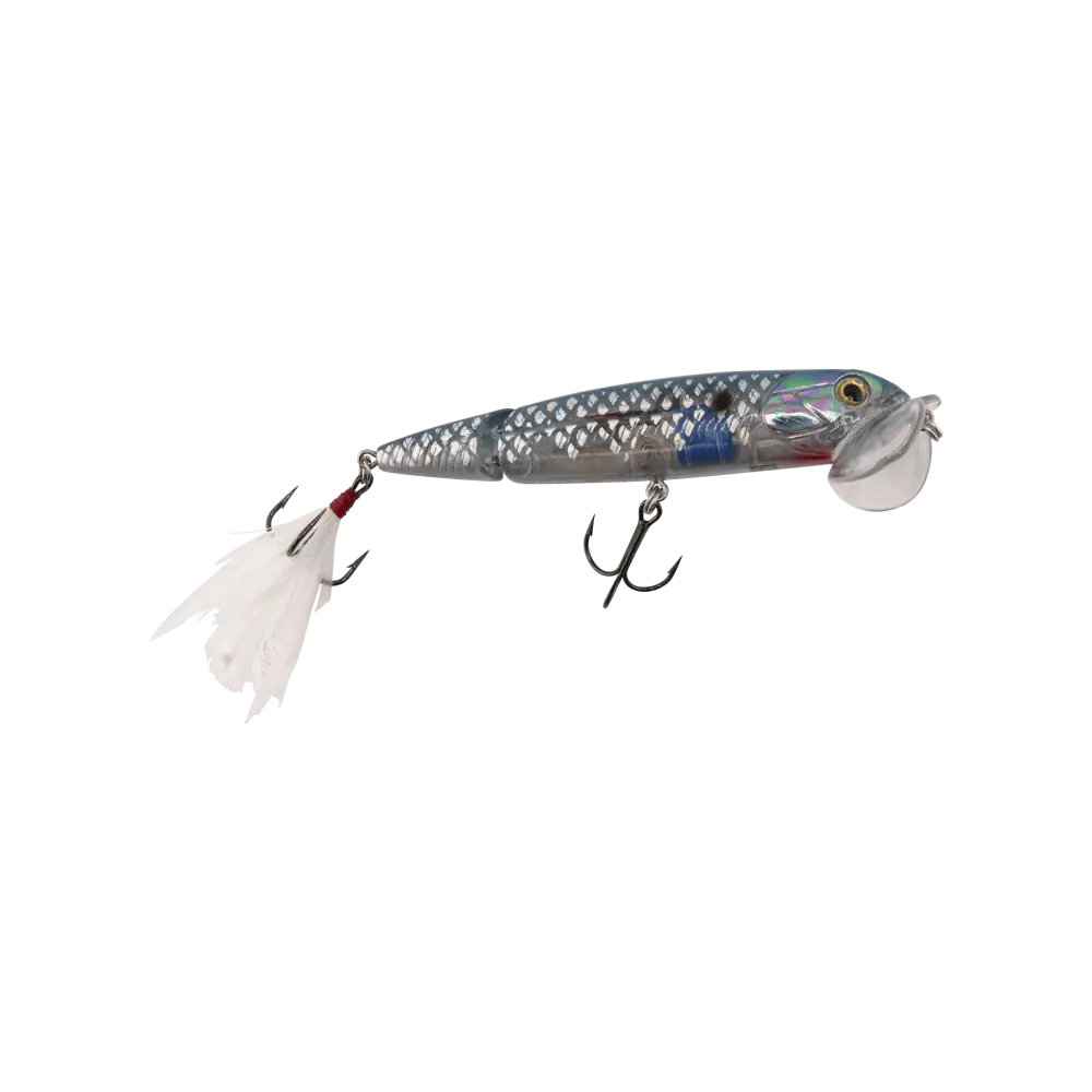 Walking Boss II Jr. 4’’ Jointed Topwater Lure – EBS Sound Technology | Color: Chartreuse Blue Shiner Black Back Chrome