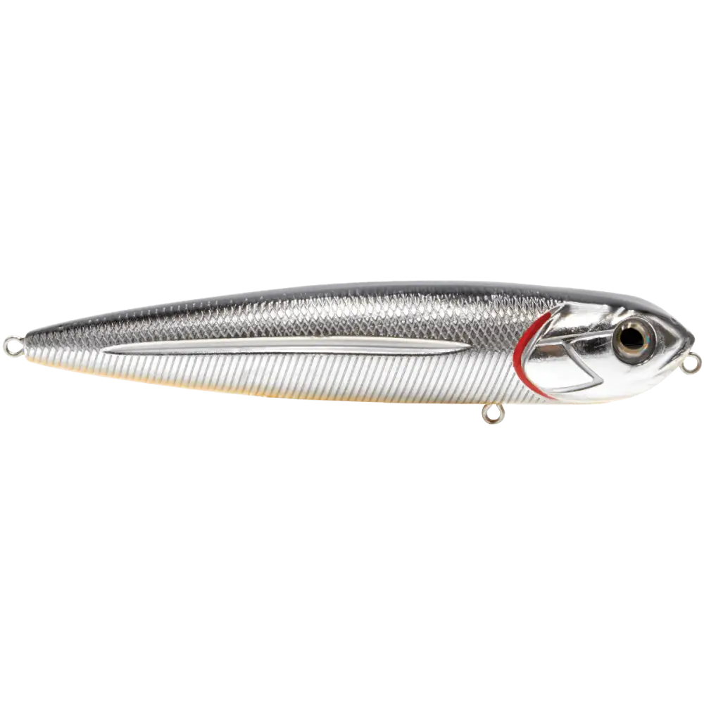 Walking Boss Jr. 4’’ Walk-the-Dog Topwater Lure – EBS Sound Technology | Color: XXX Shad Black Back Chrome Bluetreuse