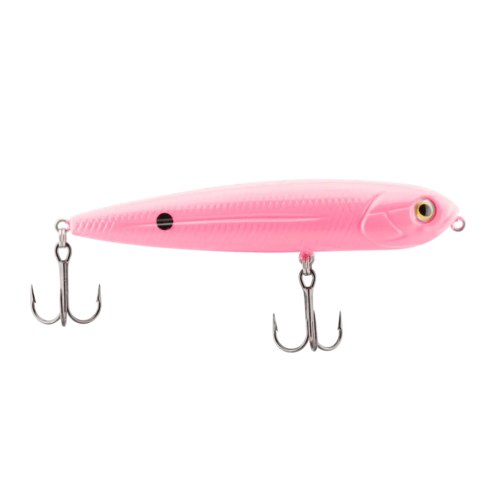 Walking Boss Jr. 4’’ Walk-the-Dog Topwater Lure – EBS Sound Technology | Color: XXX Shad Black Back Chrome Bluetreuse