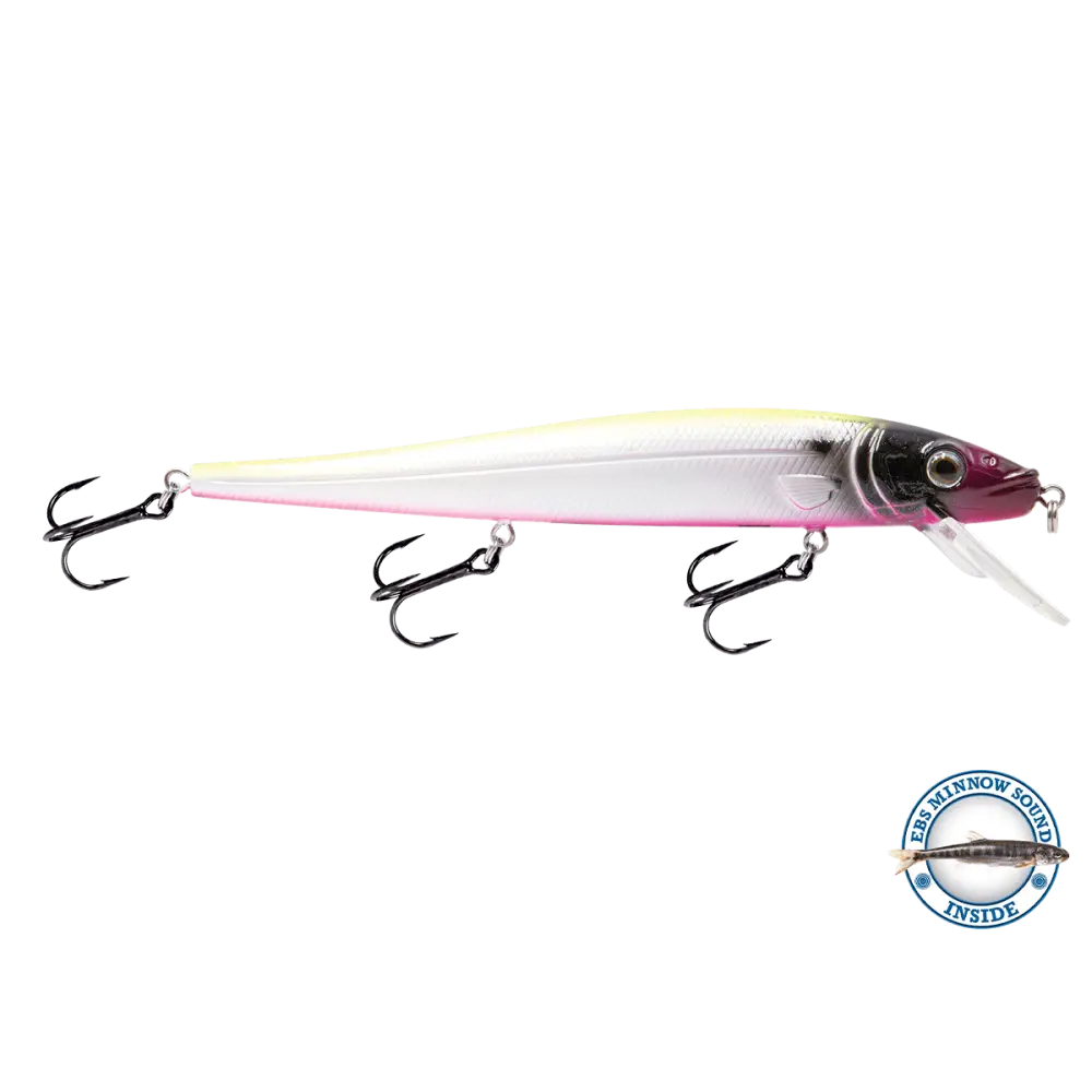 Walleye Jerkbait 136 Suspending – EBS Sound Technology | Color & Sound: Pink Crush / Perch Candy Corn / Blue Tiger