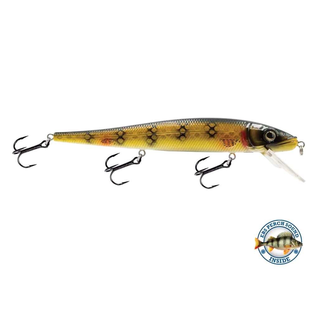 Walleye Jerkbait 136 Suspending – EBS Sound Technology | Color & Sound: Pink Crush / Perch Candy Corn / Blue Tiger