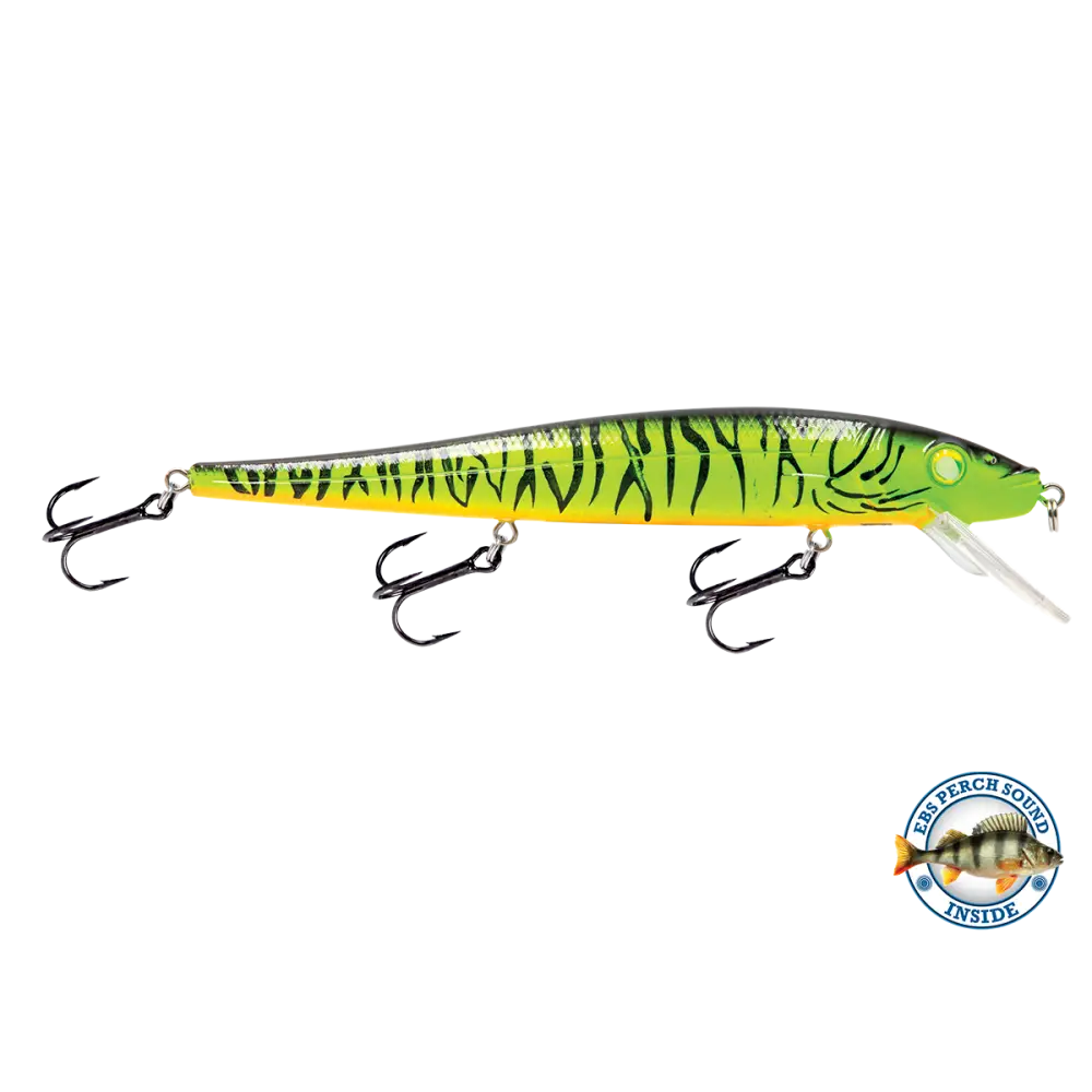 Walleye Jerkbait 136 Suspending – EBS Sound Technology | Color & Sound: Pink Crush / Perch Candy Corn / Blue Tiger