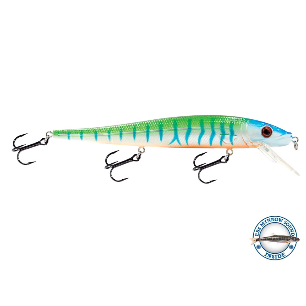 Walleye Jerkbait 136 Suspending – EBS Sound Technology | Color & Sound: Pink Crush / Perch Candy Corn / Blue Tiger