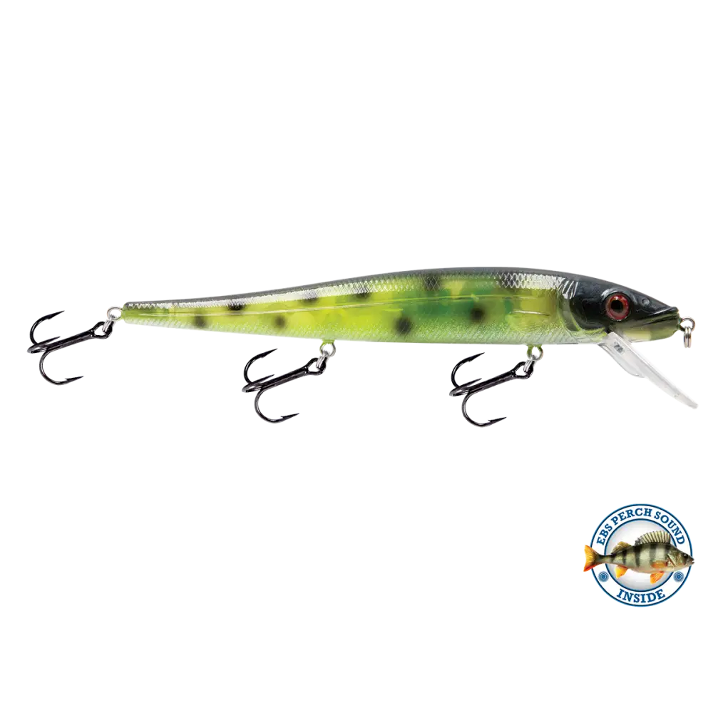 Walleye Jerkbait 136 Suspending – EBS Sound Technology | Color & Sound: Pink Crush / Perch Candy Corn / Blue Tiger