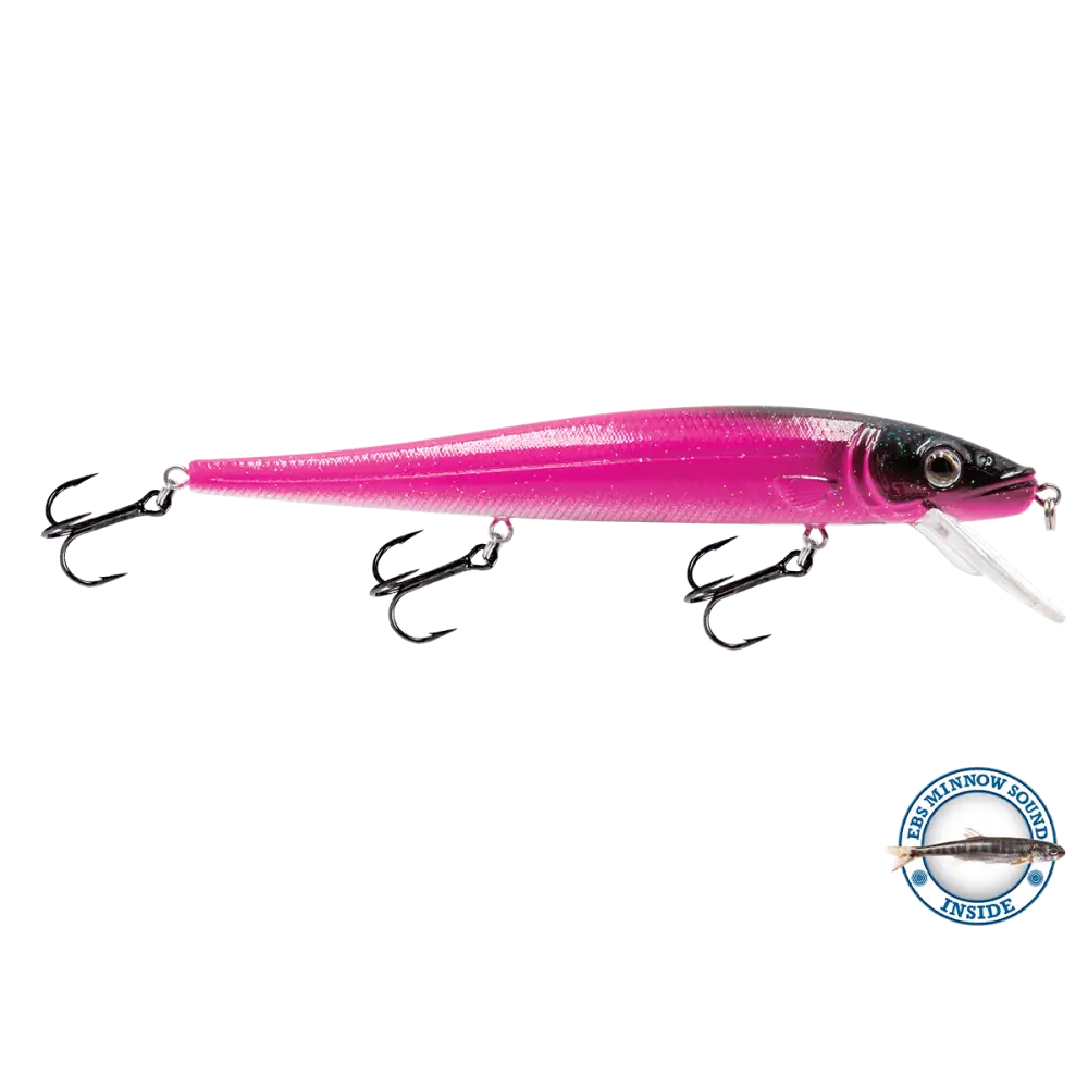 Walleye Jerkbait 136 Suspending – EBS Sound Technology | Color & Sound: Pink Crush / Perch Candy Corn / Blue Tiger