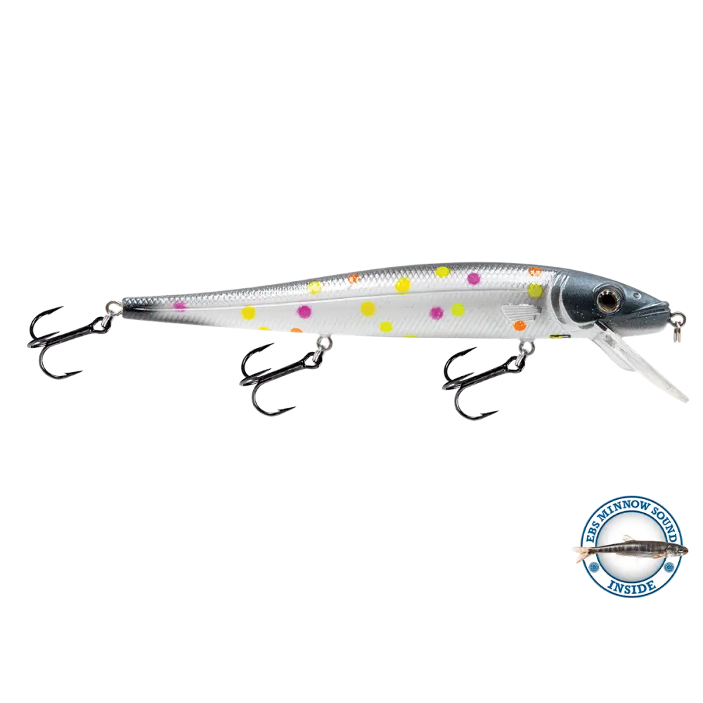 Walleye Jerkbait 136 Suspending – EBS Sound Technology | Color & Sound: Pink Crush / Perch Candy Corn / Blue Tiger