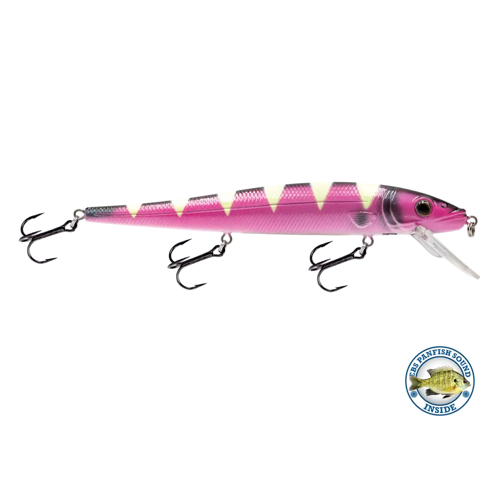 Walleye Jerkbait 136 Suspending – EBS Sound Technology | Color & Sound: Pink Crush / Perch Candy Corn / Blue Tiger