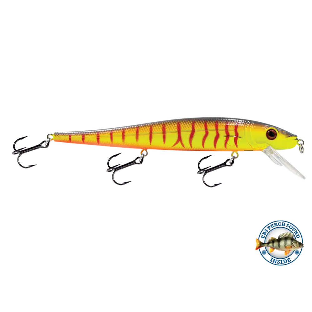 Walleye Jerkbait 136 Suspending – EBS Sound Technology | Color & Sound: Pink Crush / Perch Candy Corn / Blue Tiger