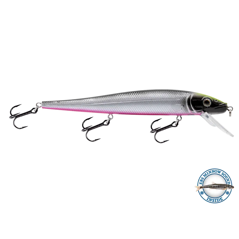 Walleye Jerkbait 136 Suspending – EBS Sound Technology | Color & Sound: Pink Crush / Perch Candy Corn / Blue Tiger