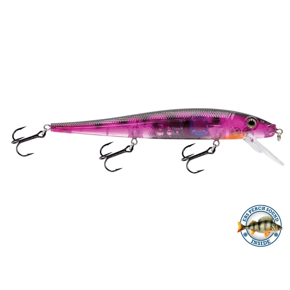 Walleye Jerkbait 136 Suspending – EBS Sound Technology | Color & Sound: Pink Crush / Perch Candy Corn / Blue Tiger