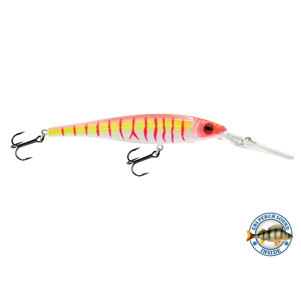 Walleye Minnow 111 Crankbait – EBS Sound Technology | Color & Sound: Yellow Sunrise / Pink Crush / Perch Blue Tiger