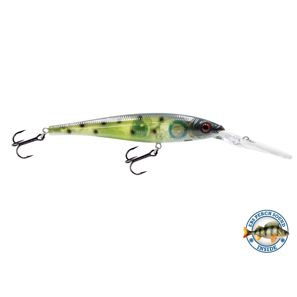 Walleye Minnow 111 Crankbait – EBS Sound Technology | Color & Sound: Yellow Sunrise / Pink Crush / Perch Blue Tiger